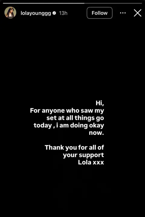 Lola Young Reassures Fans After Collapsing on Stage During Performance