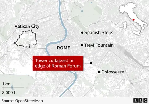 Emergency Rescue Following Tower Collapse in Rome's Historic District