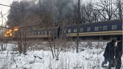 Chaos Unleashed on Ukrainian Train Amid Russian Drone Attack