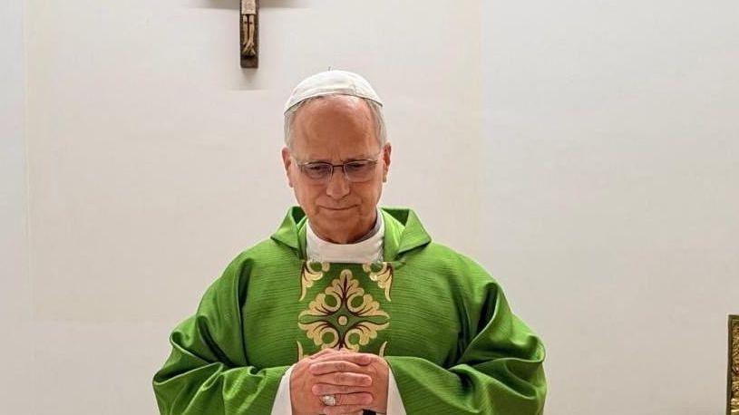 Pope Leo XIV celebrating Mass from hospital